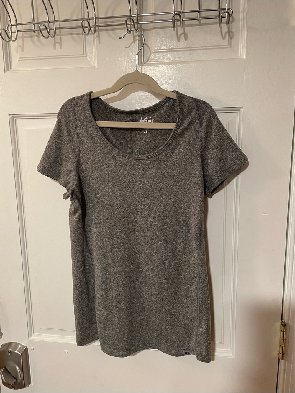 Gray REI women’s hiking shirt